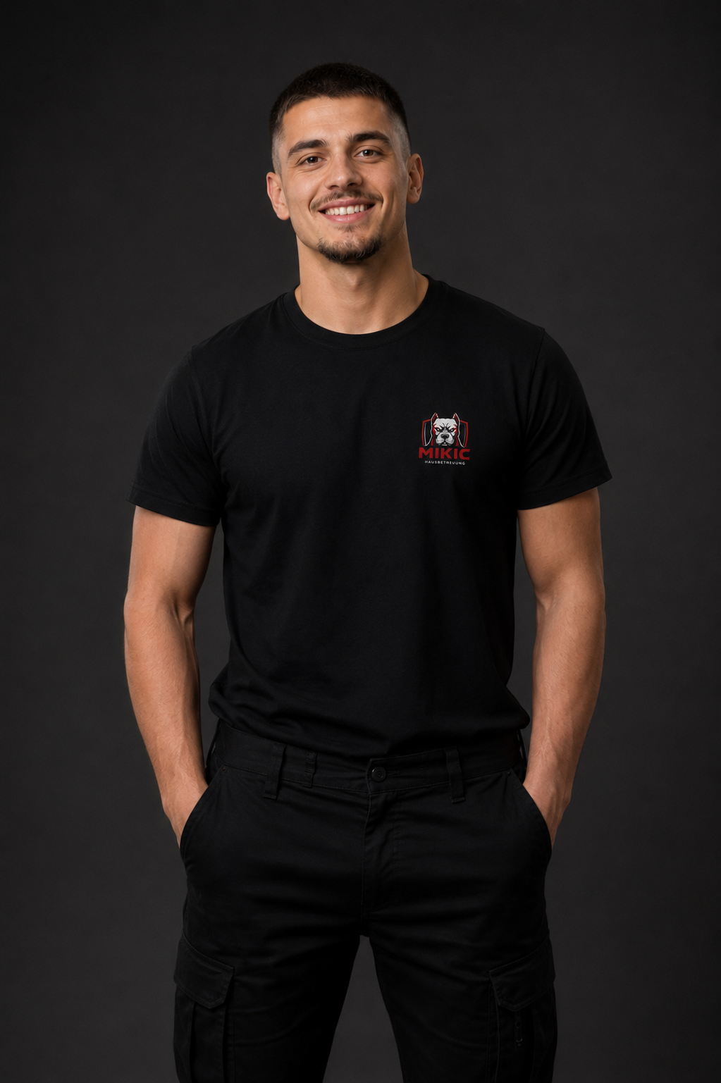 Mitarbeiter der Mikic Hausbetreuung im offiziellen Firmen-Shirt